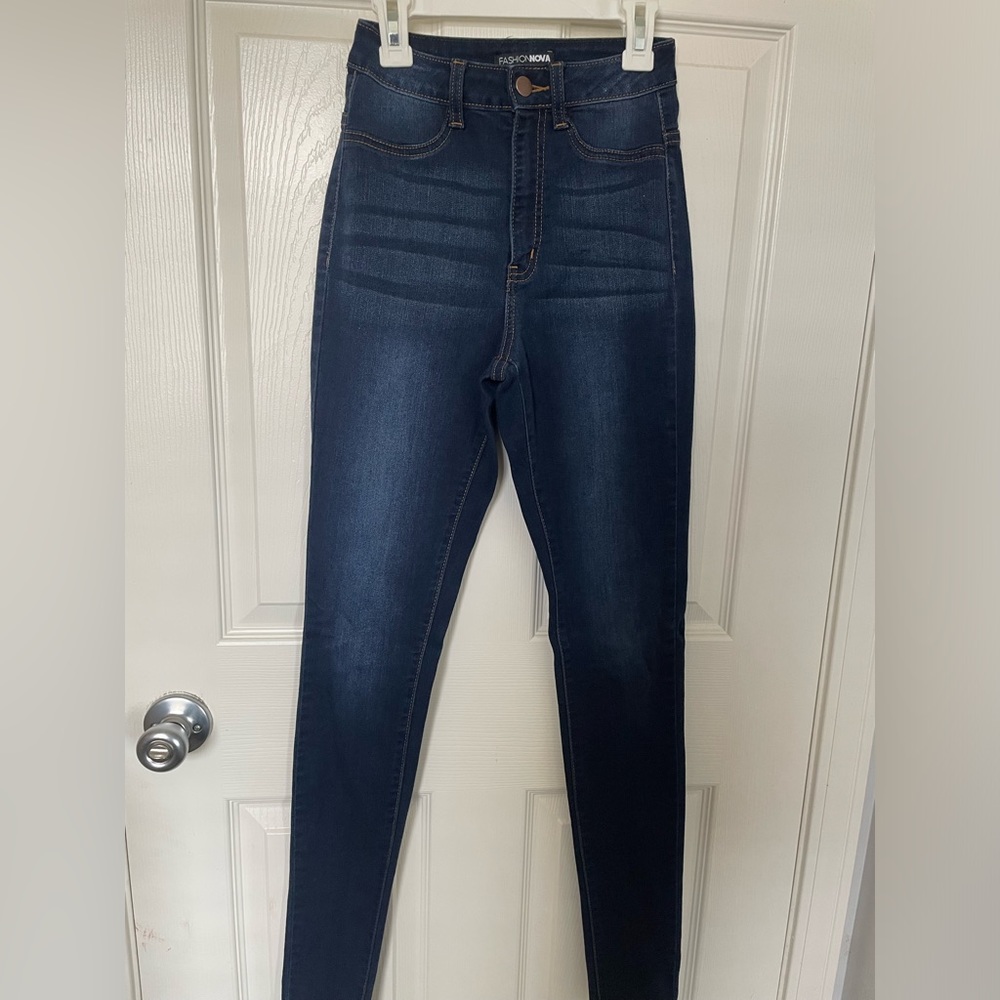 Dark Blue High Rise Skinny Jeans